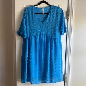 Zenana Outfitters Blue Textured Midi Dress